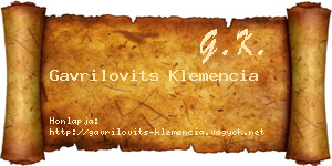Gavrilovits Klemencia névjegykártya